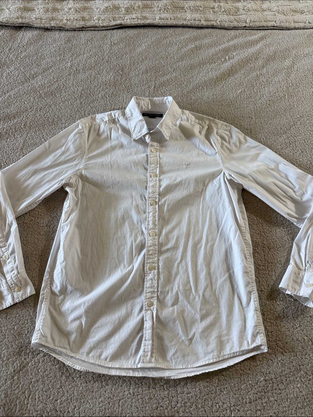 Michael Kors Men's White Cotton Blend Button-Down Dress Shirt Medium